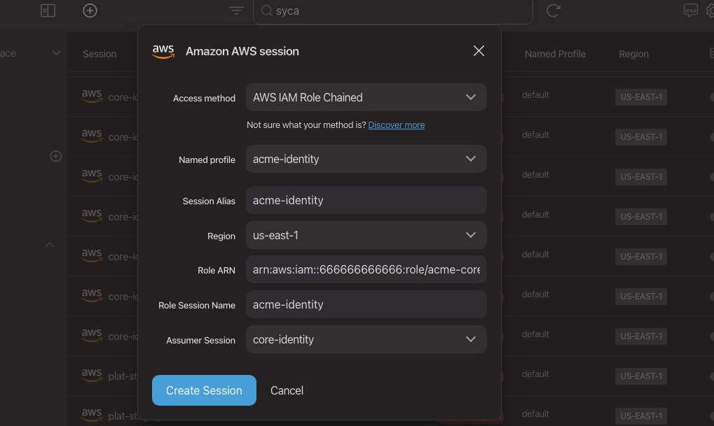 Leapp Chained Session Configuration